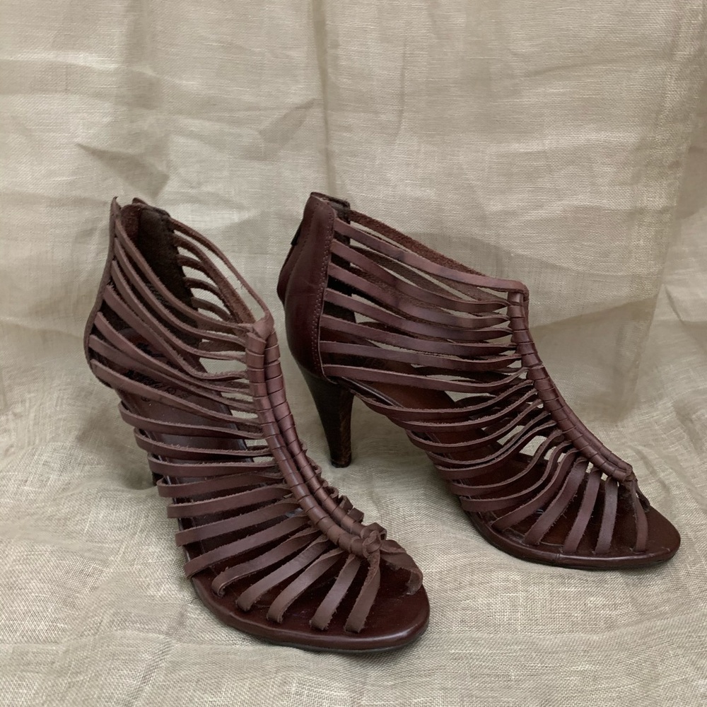 Brown leather heels